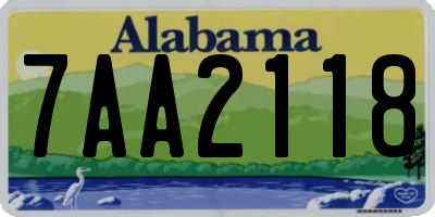 AL license plate 7AA2118