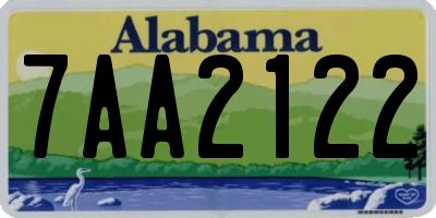 AL license plate 7AA2122