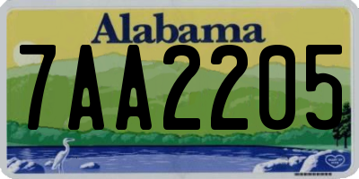 AL license plate 7AA2205