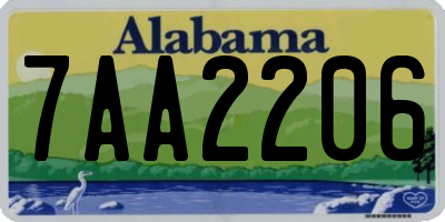 AL license plate 7AA2206