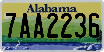 AL license plate 7AA2236