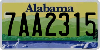 AL license plate 7AA2315