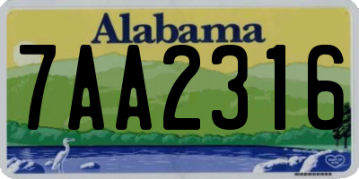AL license plate 7AA2316