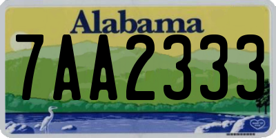AL license plate 7AA2333