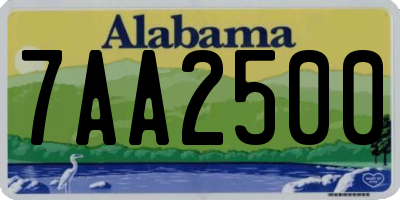 AL license plate 7AA2500