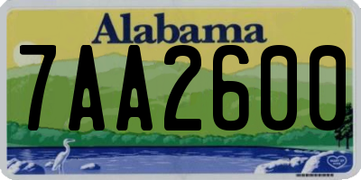 AL license plate 7AA2600