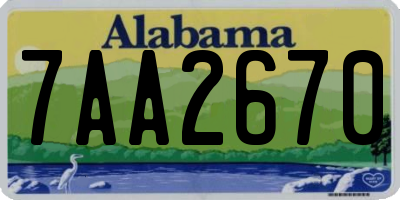 AL license plate 7AA2670