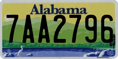 AL license plate 7AA2796