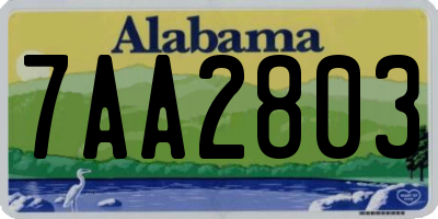 AL license plate 7AA2803