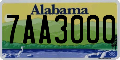AL license plate 7AA3000
