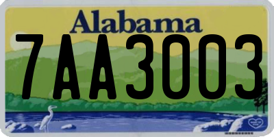 AL license plate 7AA3003