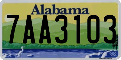 AL license plate 7AA3103