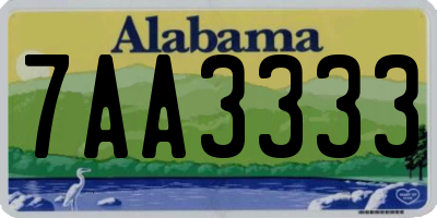 AL license plate 7AA3333