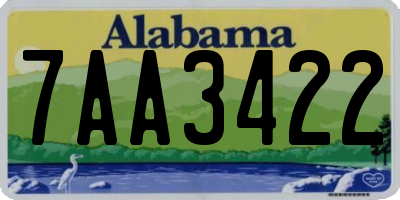 AL license plate 7AA3422