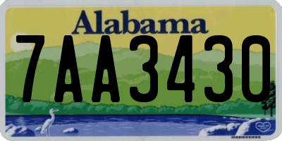AL license plate 7AA3430