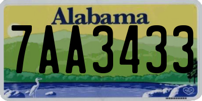 AL license plate 7AA3433
