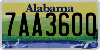 AL license plate 7AA3600