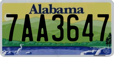AL license plate 7AA3647