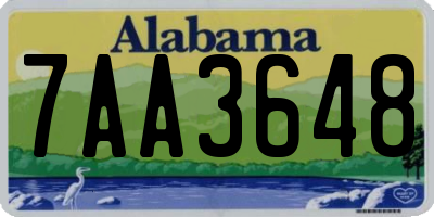 AL license plate 7AA3648