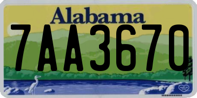 AL license plate 7AA3670