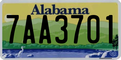 AL license plate 7AA3701