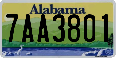 AL license plate 7AA3801