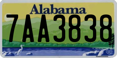 AL license plate 7AA3838