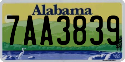 AL license plate 7AA3839