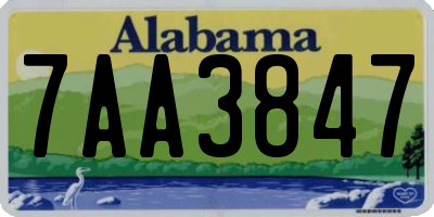 AL license plate 7AA3847