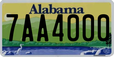AL license plate 7AA4000