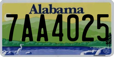 AL license plate 7AA4025