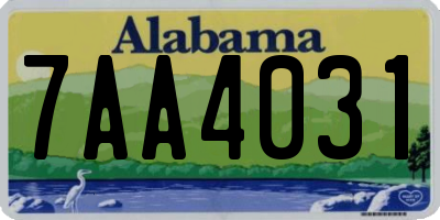 AL license plate 7AA4031