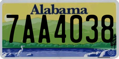 AL license plate 7AA4038