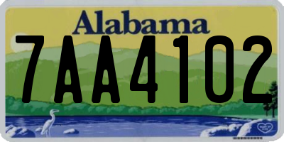 AL license plate 7AA4102