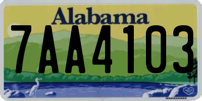 AL license plate 7AA4103