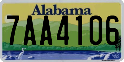AL license plate 7AA4106