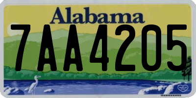 AL license plate 7AA4205
