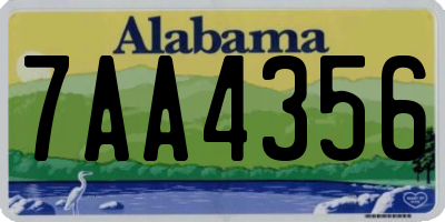 AL license plate 7AA4356