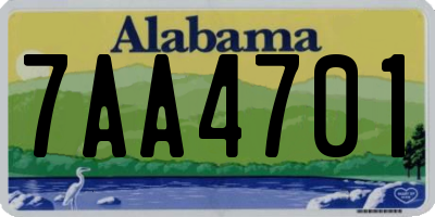 AL license plate 7AA4701
