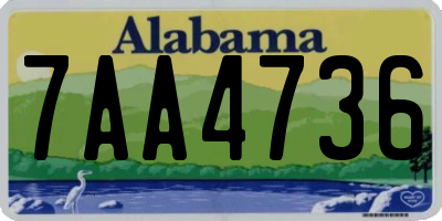 AL license plate 7AA4736