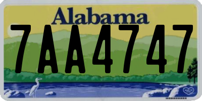 AL license plate 7AA4747