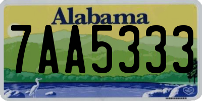 AL license plate 7AA5333