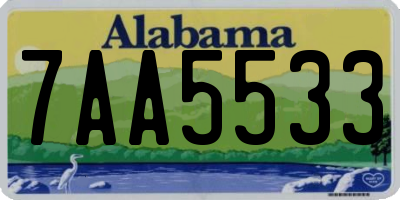 AL license plate 7AA5533