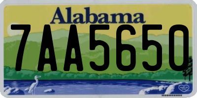 AL license plate 7AA5650