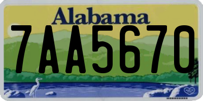 AL license plate 7AA5670