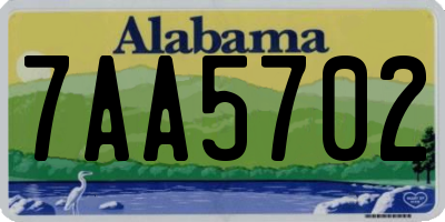AL license plate 7AA5702