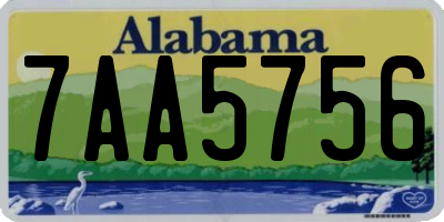AL license plate 7AA5756