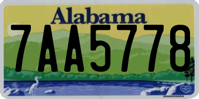 AL license plate 7AA5778