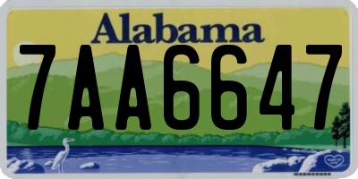AL license plate 7AA6647