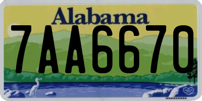 AL license plate 7AA6670